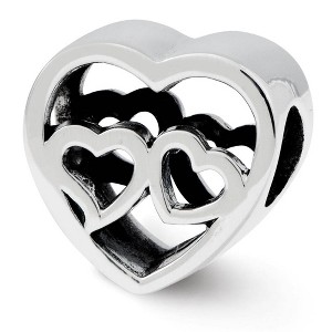 Black Bow Jewelry Sterling Silver Two Hearts One Love Bead Charm, 10mm - 1 of 4