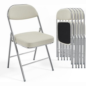 VINGLI Folding Chairs, Padded Seat & Backrest, Metal Frame, Durable Corduroy Fabric, 350 lbs Capacity - 1 of 4