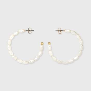 Acrylic Pearl Hoop Earrings - A New Day™ White