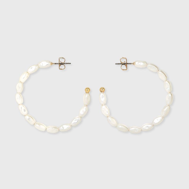 Acrylic Pearl Hoop Earrings - A New Day&#8482; White, 1 of 8