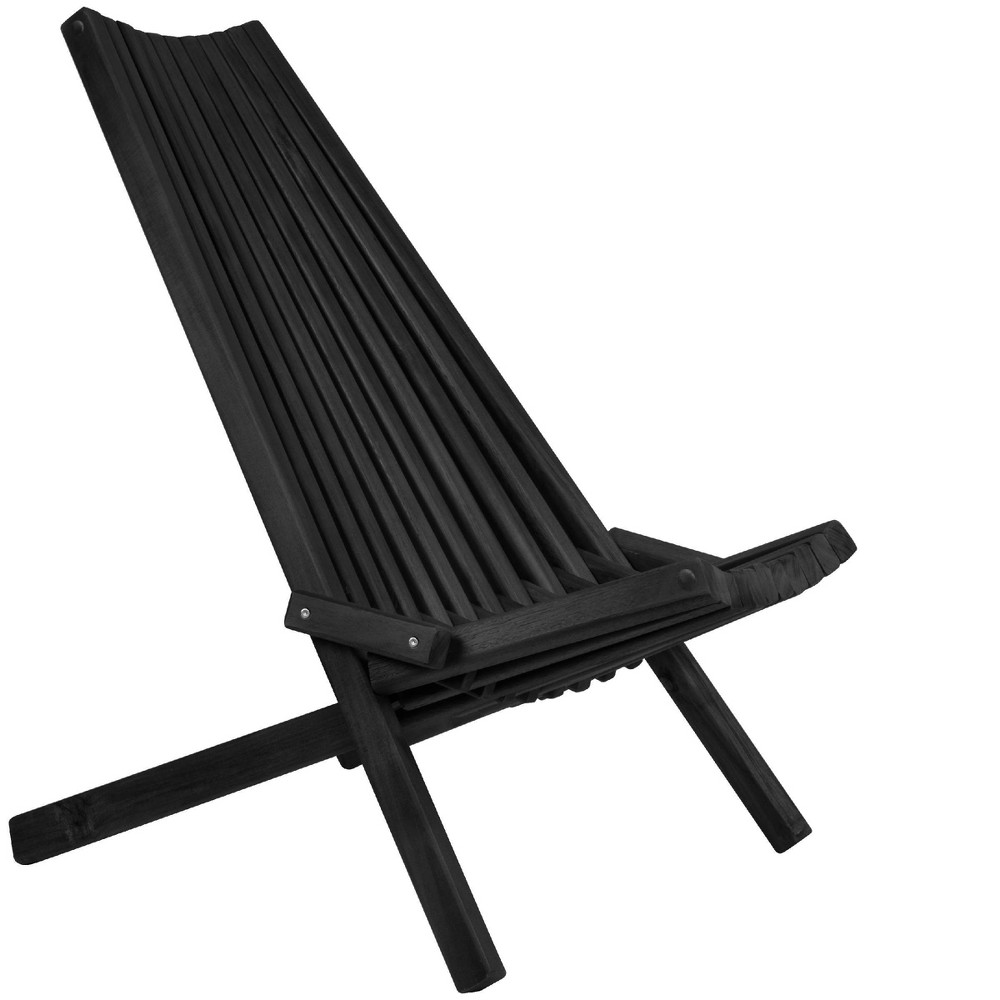 CleverMade Tamarack Folding Wooden Outdoor Chair - Black