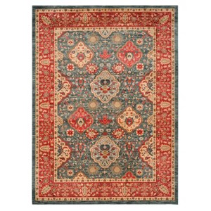 Navy/Red Floral Loomed Area Rug 8