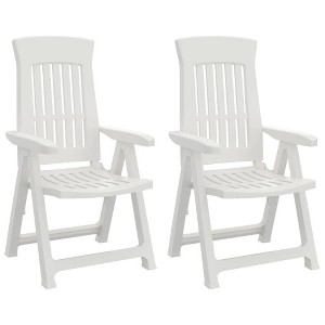 vidaXL Modern Style 2-Piece Patio Reclining Chairs Set - Lightweight, Foldable & Adjustable Backrest - White Polypropylene Outdoor Chairs - 1 of 4