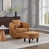 SEVOBAL Accent Chairs Chenille Barrel Armchair Modern Side Chair Swivel Accent Chair with Ottoman Set for Room, Yellow, 27"*24.6"*24.8" - 2 of 4