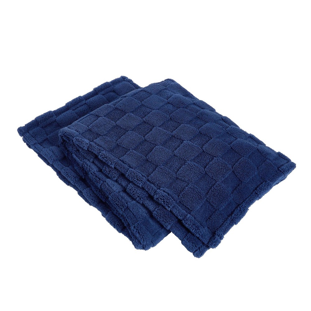 Photos - Duvet Teen Checkered Plush Throw Blanket Blue - Makers Collective