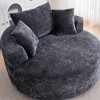 Round Chenille 360° Swivel Barrel Chair with Fluffy Cushion, Space-Saving and Modern Sleeper for Living Room - 2 of 4