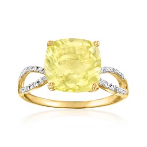 Ross-Simons 3.70 Carat Lemon Quartz Ring With .12 ct. t.w. Diamonds in 14kt Yellow Gold - 1 of 4