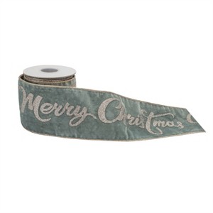 Glittered Merry Christmas Wired Ribbon 4" x 5 Yds. - 1 of 2