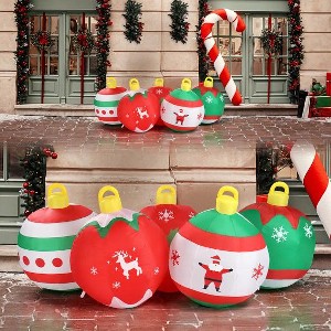 Hachikiko 6.9 FT Lighted Christmas Inflatable Balls, 5-Piece Blow Up Yard Decoration with Built-in LED Lights, Outdoor Holiday Lawn Garden Ornament - 1 of 4