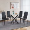 Vynxaria Black Glass Coffee Table with Cross Metal Legs for Modern Living Spaces - 4 of 4