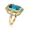 Ross-Simons 9.25 Carat Swiss Blue Topaz, .70 ct. t.w. Emerald and .20 ct. t.w. Diamond Ring in 14kt Yellow Gold Size 7 - 3 of 4