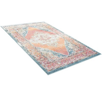 Isabella 4' x 6' Rust Red Floral Synthetic Area Rug