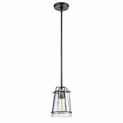 Matte Black and Clear Glass Mini Pendant Light