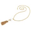 ELYA Women's Faux Pearl Stainless Steel Tassel Drop Necklace - 3 of 4