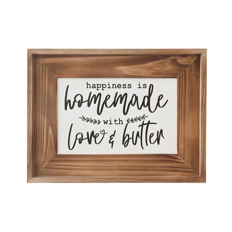 VIP Wood 15.75 in. Brown Love and Butter Kitchen Wall Plaque with Frame, 1 of 2