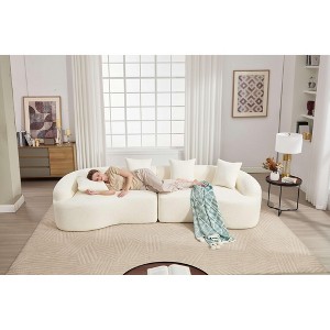 SeaCamel  Compression Sponge Sofa Black Curved Modular Sectional, 30D High-Density Chenille Sleeper Couch for Apartment,Living room 110"L - 1 of 4