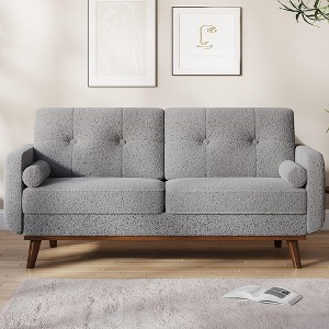 65" Sofa Couch, Mid Century Modern Loveseat Couch with Wood Legs & Trim for Living Room, Bedroom, Office - 1 of 4