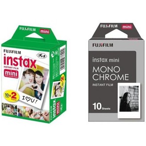 Fujifilm Instax Mini Instant Film 2-PACK BUNDLE SET Twin Pack Film (20) + Film Monochrome (10) - 1 of 4