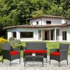 Tangkula Rattan Patio Conversation Set Cushioned Sofa with Coffee Table - image 4 of 4