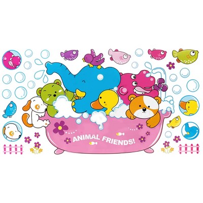 Slickblue Animal Friends Wall Decals 13"x23.5", Waterproof Vinyl Stickers for Kids Rooms & Home Décor, Design 1 & 2