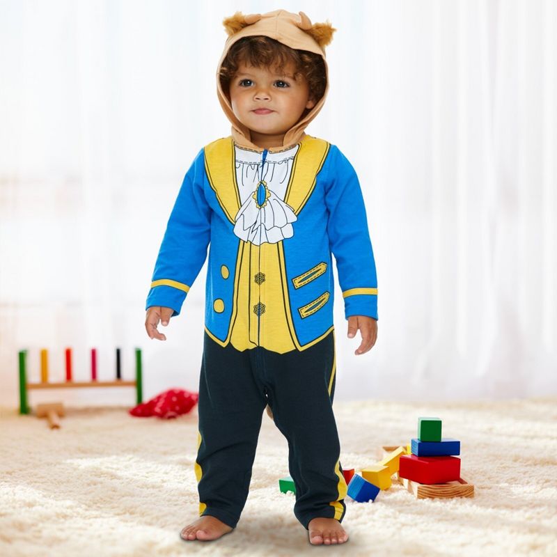 Disney Beauty and The Beast Baby Zip Up Cosplay Costume Coverall Tail Newborn to Toddler, 3 of 10