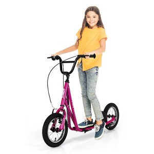 Infans Kids Scooter with Caliper Brakes, 12" Inflatable Wheels, Height Adjustable All Terrain Off-Road Scooter, Pre-Assembled Scooter for 8+, Pink - 1 of 4