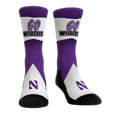 NCAA Northwestern Wildcats Adult Battle Call Crew Socks - L/XL