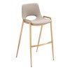 HomeRoots Set of Two 30" Beige And Gold Faux Leather And Steel Low Back Bar Height Bar Chairs - 4 of 4