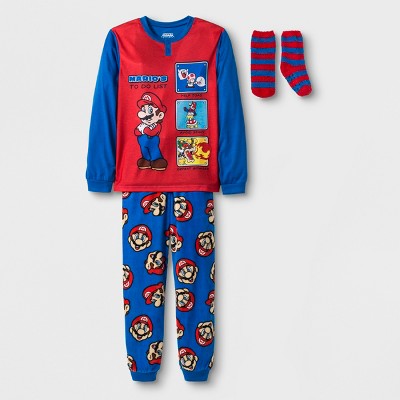 Boys Nintendo 2pc Pajama Set with Sock - Blue/Red S