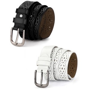 INSPIRE CHIC Womens Vintage Hollow Belts Pin Buckle Faux Leather Belts for Jeans Pants - 1 of 4