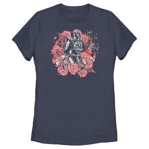 Women's Star Wars Floral Darth Vader With Tie Fighters T-Shirt - 1 of 4
