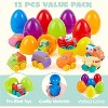 Joyfy 12 Pcs Easter Eggs with Rubber Car Toys, Plastic Eggs with Vehicle Toys for Toddlers and Kids Basket Stuffers Party Favors and Classroom Prizes - 4 of 4