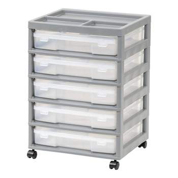 IRIS 5 Drawer Rolling Storage Cart with Project Cases Gray