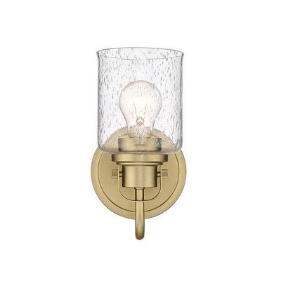 Heirloom Gold Dimmable Wall Sconce with Seeded Glass Shade