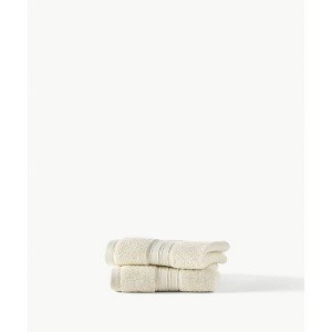 2pc Liam Washcloth Set Ivory - Blue Loom: Heavyweight Cotton, Machine Washable, Plain Weave Bath Essentials - 1 of 3