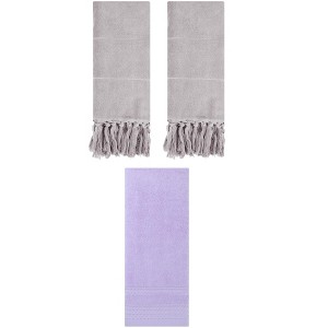 REGALWOVEN 3 Packs Striped and Tassels Hand Towels for Bathroom 14" x 30" - 1 of 4