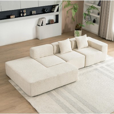 116.5" Sectional Sofa Full-compressed Sofa Couch Free-combined Sofa for Living Room, Green