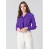 INSPIRE CHIC Women's Long Sleeve Pleated Tie Neck Office Blouses - 3 of 4