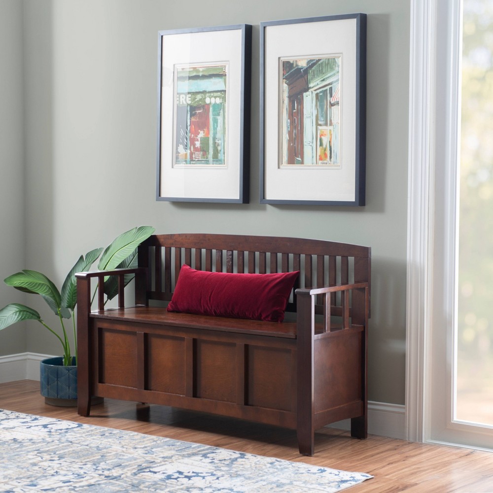 50" Cynthia Solid Wood Storage Bench Walnut - Linon
