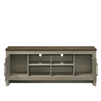 GlasFlength TV Stands and Consoles Modern Media Console with Cabinet Doors and Open Shelves for Living Room, Gray, 15.5"*68.5"*19.5"