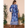 INSPIRE CHIC Women's Boho V Neck 3/4 Sleeve with Pockets Side Slit Floral Flowy Beach Maxi Dress - 4 of 4