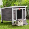 VEVOR Outdoor Cat House Weatherproof, Feral Cat Shelter for Multiple Cats, Outdoor Wooden Cat Rabbit House with PVC Door Flaps and Open Roof - 2 of 4