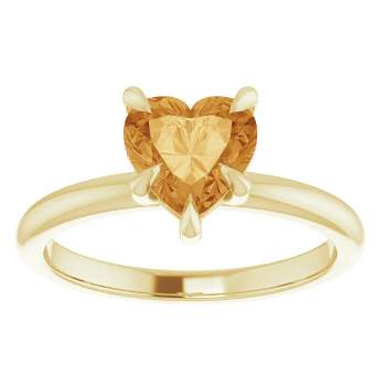Pompeii3 7mm Citrine Women's Heart Ring in 14k Gold 7mm Tall