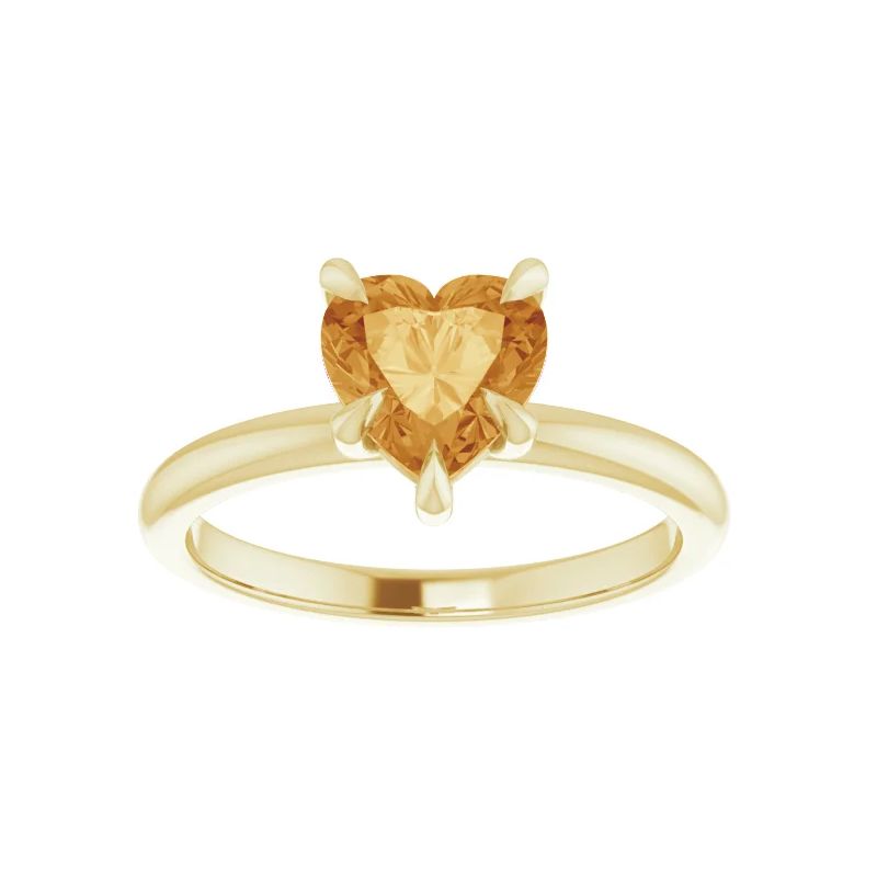 Pompeii3 7mm Citrine Women's Heart Ring in 14k Gold 7mm Tall, 1 of 5