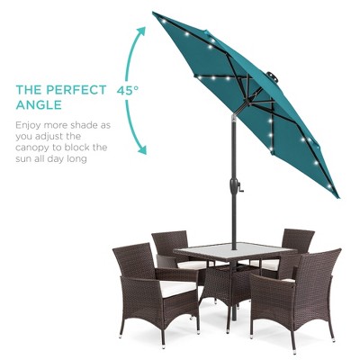 Cerulean 7.5ft Solar LED Outdoor Patio Umbrella with Tilt and Crank