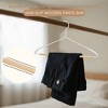 BP4U Heavy Duty Metal Wide Shoulder Hangers with Beech Wood Pants Bar, Welded Suit Hangers with Ergonomic Shape-Preserving Design  - Black/White - 3 of 4