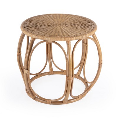 HomeRoots 24" Natural Rattan Round Drum End Table