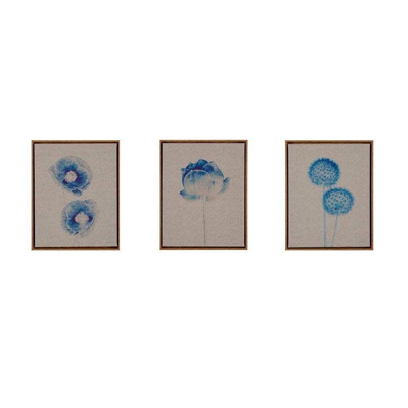 (Set of 3) 11&#34; x 14&#34; Botanicals Framed Printed Canvas On Linen Blue, 1 of 13