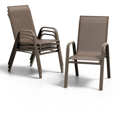 ODK Outdoor Patio Chairs Set of 4,Stackable Metal Dining Chairs Set with Teslin Breathable Material All Weather Resistant for Indoor,Backyard,Lawn