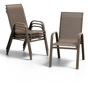 ODK Outdoor Patio Chairs Set of 4,Stackable Metal Dining Chairs Set with Teslin Breathable Material All Weather Resistant for Indoor,Backyard,Lawn - 1 of 4